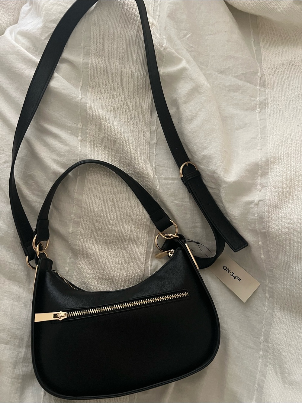 ON 34TH Black Leather Crescent Shoulder Bag